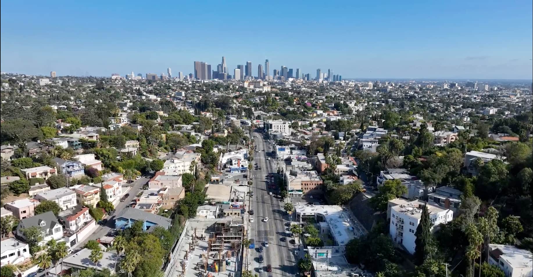 Aerial view of Sunset Boulevard, Silver Lake